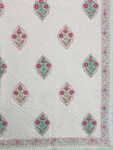 Trivritta – Hand Block Printed Jaipuri Razai on Cream Base (Double Bed)