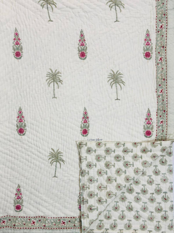 Red Poppy Floral Pure Cotton Handmade Jaipuri Razai