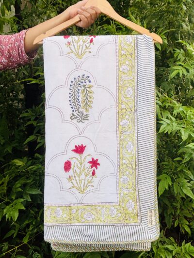 Vyanjali Hand Block Printed Reversible Cotton Dohar – Double Bed