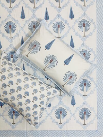 Harmony – Percale Cotton Bedsheet with Tropical Tree & Vine Jaal