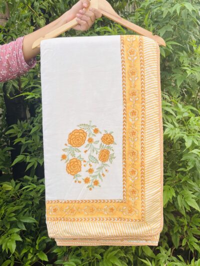 Kesar Hand Block Printed Reversible Cotton Dohar – Double Bed