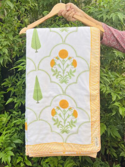 Suvarna Hand Block Printed Reversible Cotton Dohar – Single & Double Bed