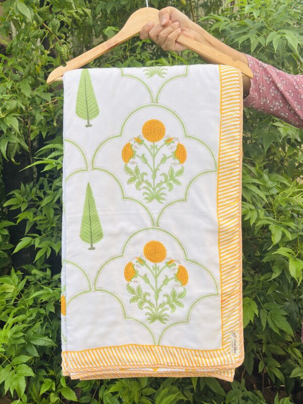Suvarna Hand Block Printed Reversible Cotton Dohar – Single & Double Bed