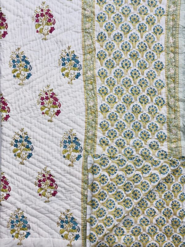 Vrishti – Hand Block Printed Jaipuri Razai in Blue & Red Motifs