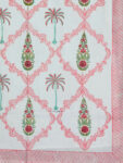 Harmony – Percale Cotton King Size Bedsheet | Bright Pink Vine with Palm Tree & Boota Motifs