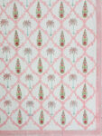 Harmony – Percale Cotton King Size Bedsheet | Bright Pink Vine with Palm Tree & Boota Motifs