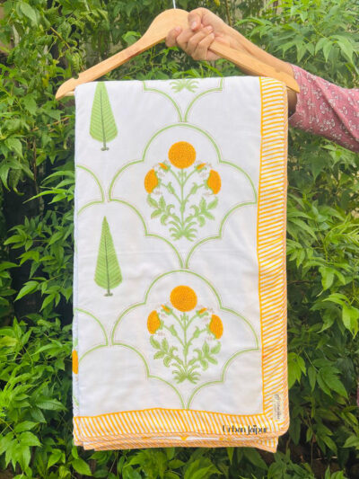 Suvarna Hand Block Printed Reversible Cotton Dohar – Single & Double Bed