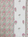 Tasya – Hand Block Printed Jaipuri Razai in Red & Grey Leaf Motif (Double Bed)