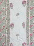 Tasya – Hand Block Printed Jaipuri Razai in Red & Grey Leaf Motif (Double Bed)
