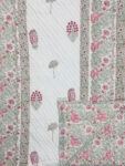 Tasya – Hand Block Printed Jaipuri Razai in Red & Grey Leaf Motif (Double Bed)