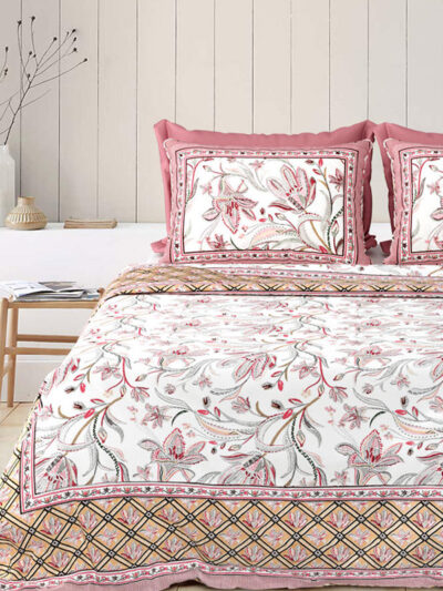 Rangriti – Jaipuri Sanganeri Print Bedsheet in Pure Cotton (King Size | 100x108 IN)