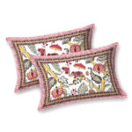 Rangriti – Elephant & Floral Print Cotton Bedsheet Set (Multicolor, King Size 100x108)