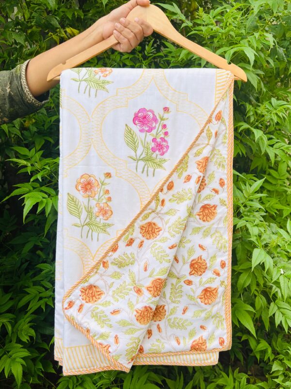 Amaltaas – Floral Hand Block Printed Pure Cotton Double Bed Dohar
