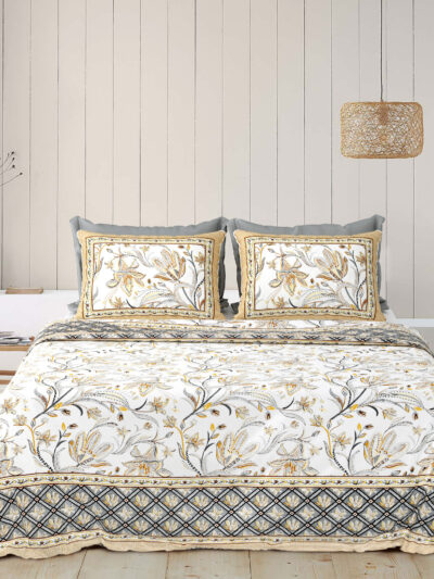 Rangriti – Jaipuri Sanganeri Print Bedsheet in Pure Cotton (King Size | 100x108 IN)