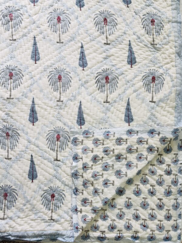Tropical Breeze Hand Block Printed Jaipuri Quilt (90x108 IN)