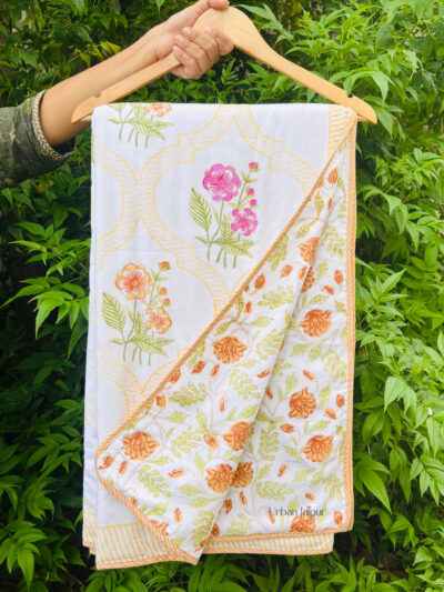 Amaltaas – Floral Hand Block Printed Pure Cotton Double Bed Dohar