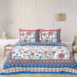 May-4 Rangriti – Red Leafy Floral Cotton Bedsheet Set (100×108 King Size)
