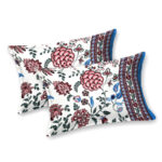 May-4A Rangriti – Red Leafy Floral Cotton Bedsheet Set (100×108 King Size)