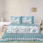 Rangriti – Red Leafy Floral Cotton Bedsheet Set (100×108 King Size)