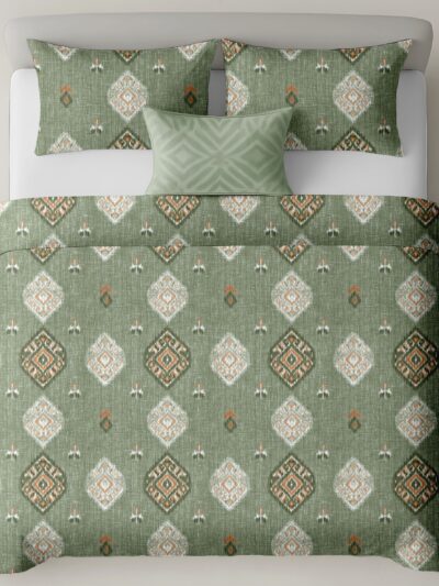 Heritage 300 TC Pure Cotton King Size Bedsheet – Embroidered Motif Design