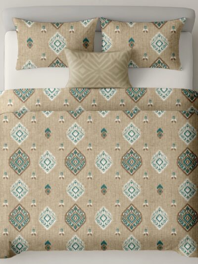 Heritage 300 TC Pure Cotton King Size Bedsheet – Embroidered Motif Design