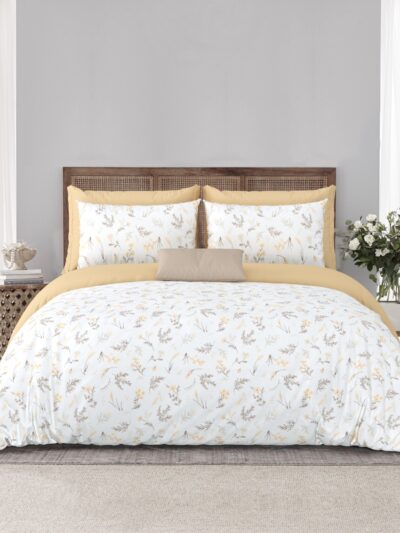 Heritage Collection 300 TC King Size Bedsheet – Soft Cream Florals
