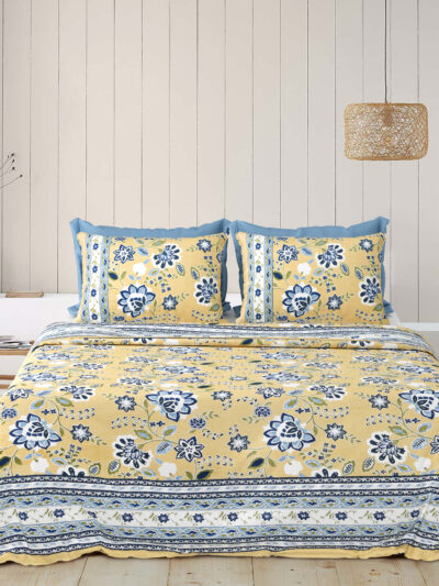 Rangriti – Sanganeri Print Bedsheet in Pure Cotton (King Size | 100x108 IN)