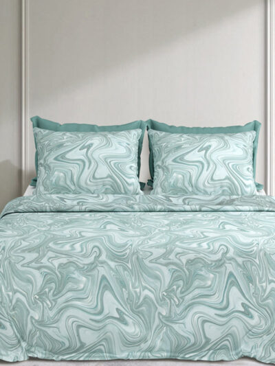 Rangrekha - Pure Cotton King Size Bedsheet (108x108 Inches) | Marble Print Bedsheets - Green
