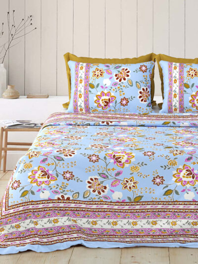 Rangriti – Sanganeri Print Bedsheet in Pure Cotton (King Size | 100x108 IN)