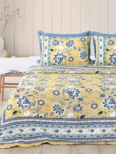 Rangriti – Sanganeri Print Bedsheet in Pure Cotton (King Size | 100x108 IN)