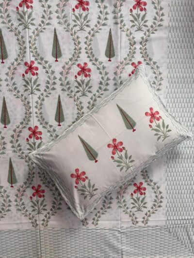Karigari - Block Printed King Size Cotton Bedsheet Set with 2 pillow covers
