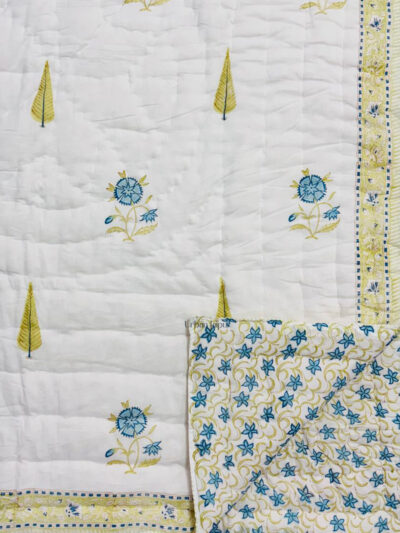 Jaipuri Pure Mulmul Heavy Winter Razai – Single Bed Quilt