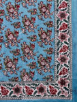 18 Karigari – Handcrafted King Size Cotton Bedsheet with Red Floral Prints – Sea Blue Beauty