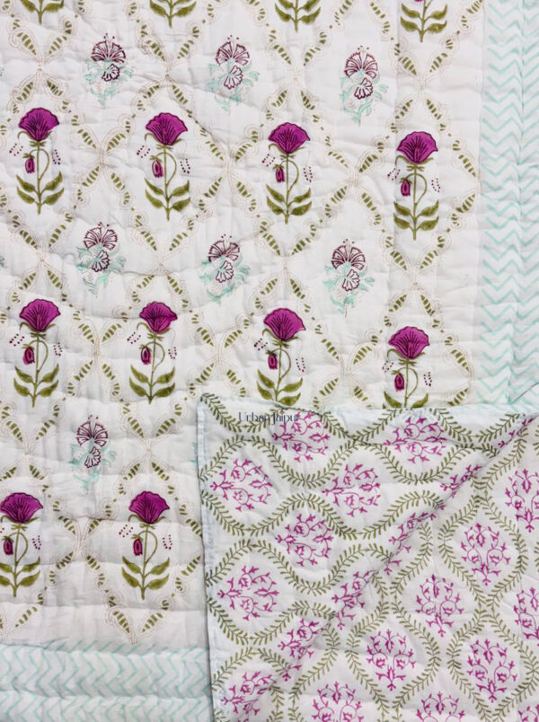 Single Bed Mulmul Cotton Jaipuri Winter Quilt – Handcrafted Razai