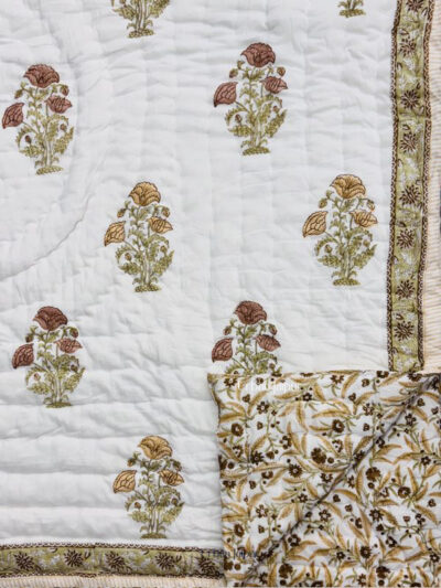 Jaipuri Hand Block Winter Razai – 3 kg Pure Cotton Filled King Quilt