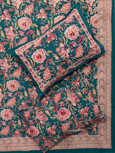 Karigari - Floral Hand Block Print Rapid Sol King Size Cotton Bedsheet – Timeless Rajasthani Charm