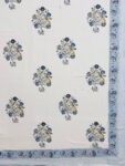33 Karigiri Hand Block Printed Super King Bedsheet – Blue Woodpecker Bird & Floral Motifs