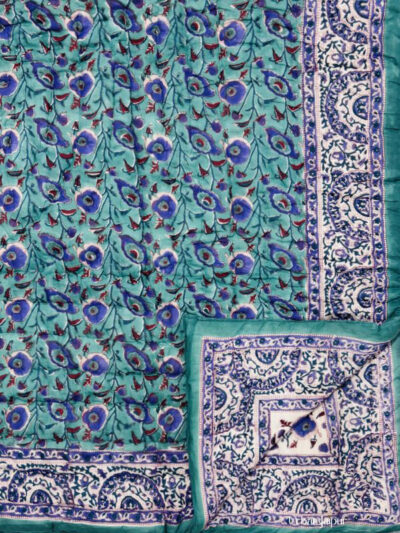 Hand Block Printed Pure Cotton Jaipuri Razai for Winter King Size Quilt