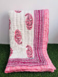 Jaipuri Razai King Size Pink Green Floral Cotton Quilt – Regular & Heavy Winter | Urban Jaipur