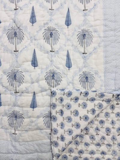 Premium Heavy Winter Mulmul Cotton Jaipuri Razai – Reversible Hand Block Print – Single Bed