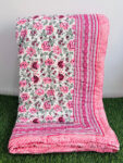 Jaipuri Razai King Size Pink Green Floral Cotton Quilt – Regular & Heavy Winter | Urban Jaipur