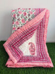 Jaipuri Razai King Size Pink Green Floral Cotton Quilt – Regular & Heavy Winter | Urban Jaipur