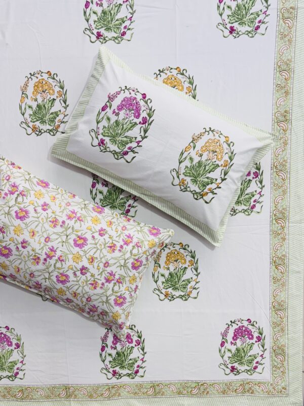 Karigiri Hand Block Printed Super King Bedsheet – Serene Garden