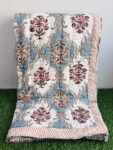 Jaipuri Razai King Size – Blue Mughal Floral Cotton Quilt