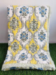 mughal-green Jaipuri Razai King Size – Green-Yellow Mughal Floral Cotton Quilt