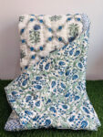white-blue-f-and-b Jaipuri Razai Heavy Winter King Size Cotton Quilt