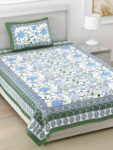 Jaipuri Print Multicolor Pure Cotton Single Bedsheet, Includes 1 Pillow Cover