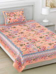 Jaipuri Floral Cotton Single Bedsheet with Matching Pillow Cover (60×90 inches)