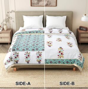 image showing reversible prints of Urban Jaipur's reversible razai